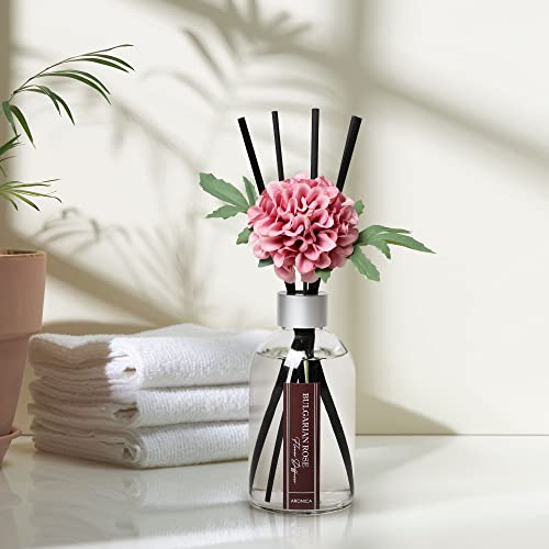 Flower Air Fresheners For Home, Sweet Rose Scent Room Non Plug In, Desk Reed Diffuser, Pink Air Freshener For Bathroom - color: Bulgarian Rose