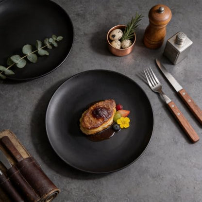 Stoneware Coupe Shape Heavy-duty Plate 9" Matte Black, Case of 24 - color: Matte Black, size: Plate 9"