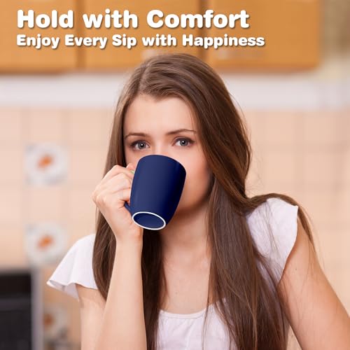Urbanstrive 16 oz Large Coffee Mug with Handle Tea Cup Novelty Coffee Cup for Men Women Office Work, Dark Blue - color: Dark Blue