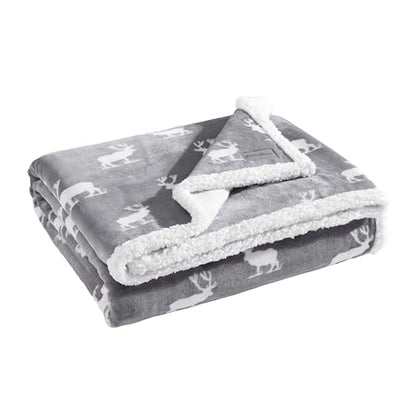 Eddie Bauer - Throw Blanket, Brushed Fleece & Plush Sherpa Bedding, Blanket for Couch & Bed (Elk Stance Grey, 50" x 60") - color: Elk Stance Grey, size: 50" x 60"