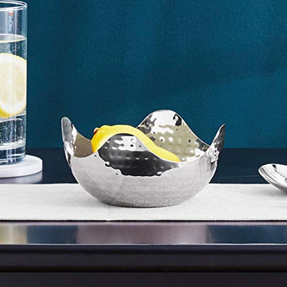 Elegance Hammered 6-Inch Stainless Steel Bowl, 6" x 6" x 3",24 ounces - size: 6" x 6" x 3" (Single)
