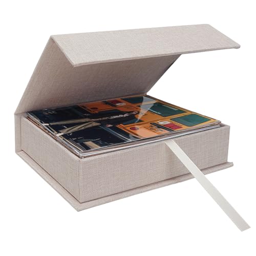 8x10 Photo Storage Box, Premium Linen Memory Box for Photos, Pictures, Certificates, Scrapbooking Supplies & Jewelry - Portable, Stackable Organizer for Home, Crafters & Collectors - color: Beige, size: 8X10