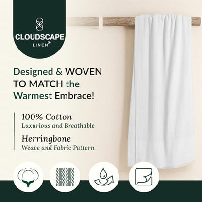 CSL Cotton Blanket King Size,Soft Herringbone Summer Blankets,108x92, White | King Size Cotton Blankets, Fits up to Cal King Bed, Soft & Breathable for All Season, Gift Ready with Reusable Tote Bag - color: 01: White, size: King / Calking (92" x 108")