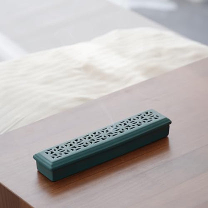CEREMONY Incense Holder for Sticks, Ceramic Insence-Stick Holder Ash Catcher, Incense Holder Timkburner for Meditation Yoga Spa Room Incense Holder (Mesh-Green) - color: Mesh-green