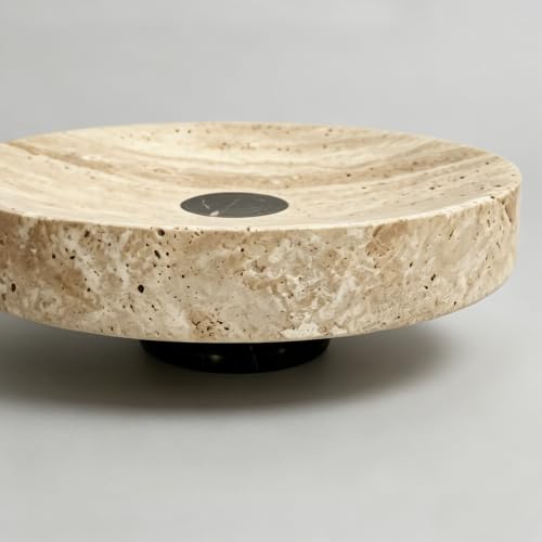 Medium Natural Travertine Marble Footed Tray 7.9" x 7.9" x 2.6", Decorative Vanity Organizer Bowl for Bathroom Countertop Perfume Jewelry Catchall Tray Home Decor - size: 7.87*2.56in