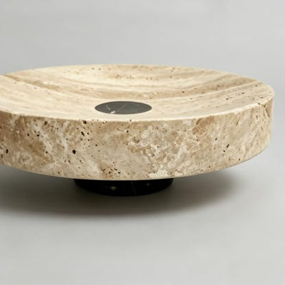 Medium Natural Travertine Marble Footed Tray 7.9" x 7.9" x 2.6", Decorative Vanity Organizer Bowl for Bathroom Countertop Perfume Jewelry Catchall Tray Home Decor - size: 7.87*2.56in