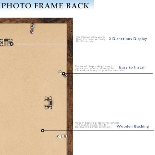 10x15 Picture Frame Deep Brown for Wall Hanging, Wood 10 x 15 Frame Photo Frame for Wall Horizontally or Vertically, Deep Brown, 3 Pack - size: 10x15 inch