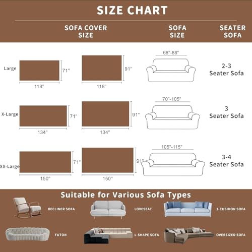 ROOMLIFE Couch Cover 3 Cushion Sofa, Washable Non Slip Furniture Sofa Protector Cover, Soft Chenille Sofa Slipcovers Sectional L Shape Dogs Couch Cover Throw Blanket with Tassels 71''X118'' - color: Hg01#beige, size: Large（71*118IN）