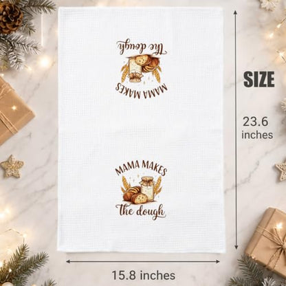 Sourdough Baking Gifts Dish Towels for Women Hostess, Baker Mom Waffle Weave Kitchen Towels for Bread Lover, Mama Makes The Dough - color: Dough