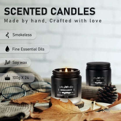 YOROXRG 24 Pack Scented Candles with Added Natural Essential Oils, 3.5oz, Suitable for Various Festivals, Parties, Yoga, and Home Scened - color: 24 Whtie&Black