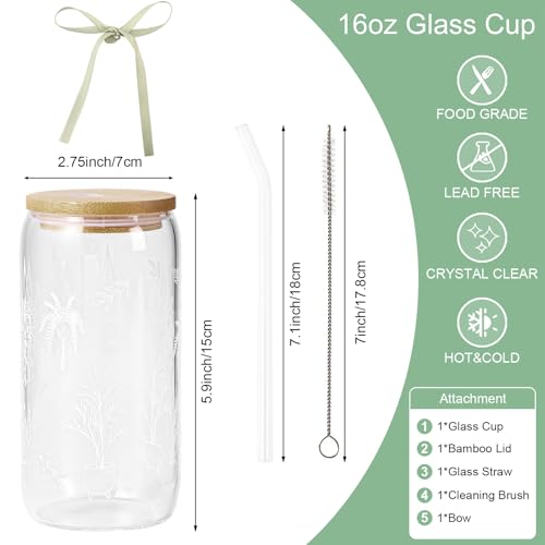 Garden Plant Lovers Gifts Gardening Gifts for Women Plant Lady | Gardeners Glass Cup Coffee Tumbler Mug with Lid and Straw Basket Stuff Present for Mom Birthday, Girls, Teens, 16oz - style: Plant