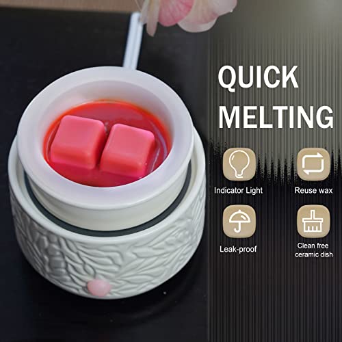 ElusiaKa Electric Ceramic Wax Melt Warmer with Silicone Liner-White - color: White+silicone