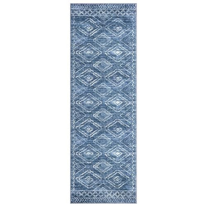 KILOCOCO Washable Runner Rug 2x6 ft Hallway Runners, Stonewashed Blue | Non Slip Runner Rug, Printed Kitchen Runner Rug, Low-Pile Entryway Runners, Soft Geometric Rugs for Bedroom Hall Living Room - color: Stonewashed Blue, size: 2' x 6' (Runner)