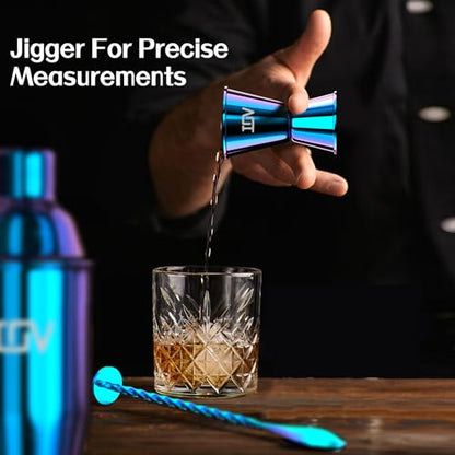 IOV Cocktail Shaker Bar Set, 24oz Martini Shaker with Built-in Strainer, Bar Tool Kit with Recipes Booklet, Professional Stainless Steel Large Bartender Drink Shaker Margarita Alcohol Mixer-Rainbow - color: 3 Pcs - Rainbow