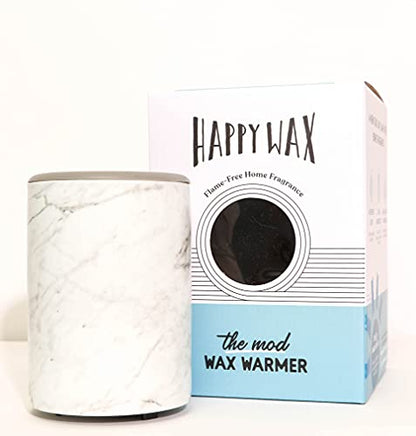 Happy Wax Mod Wax Melt Warmer with 3, 6, and 9 Hour Timer for Scented Wax Melts, Tarts & Cubes - Electric, Ceramic Wax Melter with Removable No Mess Silicone Wax Dish, Marble Color - color: Marble