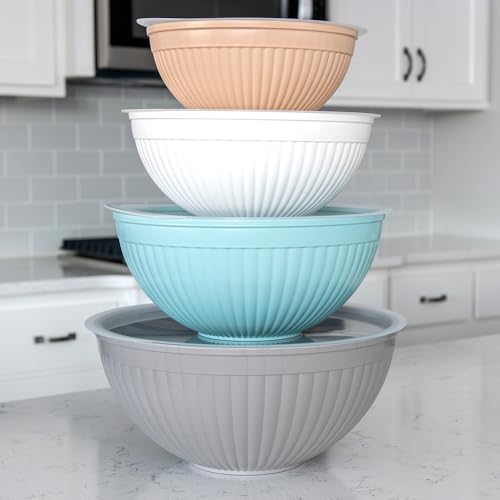 Nordic Ware Prep and Serve Mixing Bowls Set, 8-Piece, Earth-Tones - color: Earth-Tones, size: 8-Piece