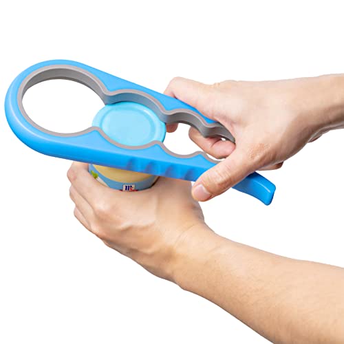 Bloss Jar Opener Bottle Opener for Seniors, Weak Hands and Arthritis, Blue | Anti-Slip Rubber Strip Inside,Eight Sizes of Circular Openings,Cap and Bottle Great Kitchen Gadgets,Useful Gifts for Elderly - color: Blue