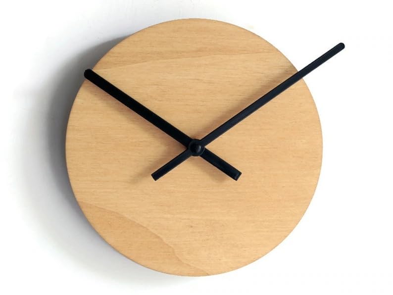 Minimalist Wooden Wall Clock, Natural Wood Round Clock with Black Hands, Modern Silent Non-Ticking Wall Clock for Living Room Bedroom Office Kitchen, 12 Inch