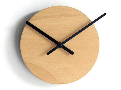 Minimalist Wooden Wall Clock, Natural Wood Round Clock with Black Hands, Modern Silent Non-Ticking Wall Clock for Living Room Bedroom Office Kitchen, 12 Inch