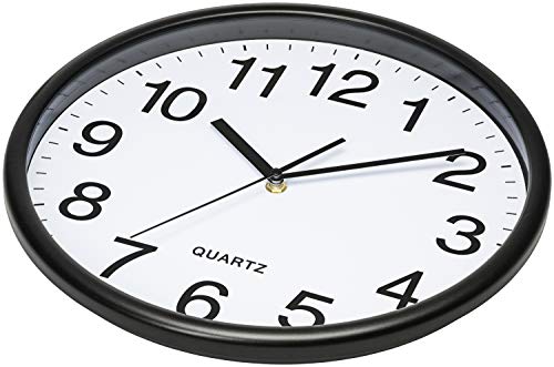 Bernhard Products Black Wall Clocks Large 13 Inch, Silent Non Ticking 2 Pack, Quality Quartz Battery Operated Round Easy to Read Home/Office/Business/Classroom/School Clock - color: Black, size: 13 Inch - 2 Clocks