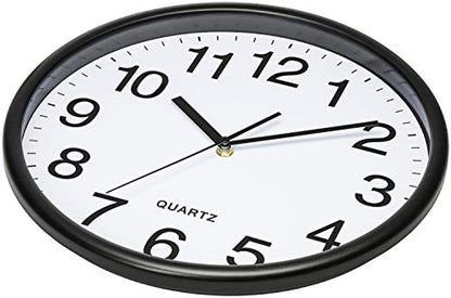 Bernhard Products Black Wall Clocks Large 13 Inch, Silent Non Ticking 2 Pack, Quality Quartz Battery Operated Round Easy to Read Home/Office/Business/Classroom/School Clock - color: Black, size: 13 Inch - 2 Clocks