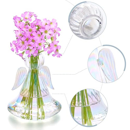 XXXFLOWER Plant Propagation Station Angel Glass Terrarium | Plant Starter Vases for Plant Cuttings Set of 3 Flower Vase for Hydroponics Plants Gifts for Plant Lovers Office Desk Decor - size: 3 Angel