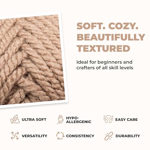 Mary Maxim Titan Bulky Yarn, Weight 5 Acrylic, Chunky Yarn for Crocheting and Knitting, Ideal for Thick, Soft Blankets, Throws, and Graph Style Sweaters, 80 Yards - Taupe - color: Taupe