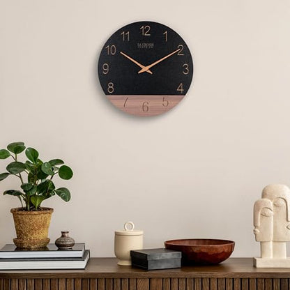 La Crosse Clock 404-3630C 12 inch Dark Sierra Wood Analog Quartz Wall Clock - color: Black/Brown