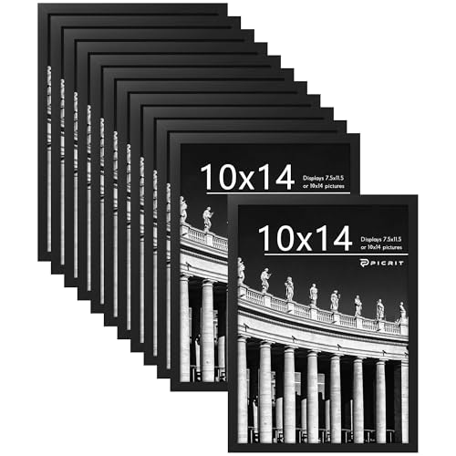 10x14 Picture Frame Set of 12, Modern Gallery Wall Frames, Black | Fits 8x12 With Mat or 10x14 Without Mat, Shatterproof Cover, Horizontal or Vertical Wall Mounting, Tabletop, Photo Collage - color: Black, size: 10x14