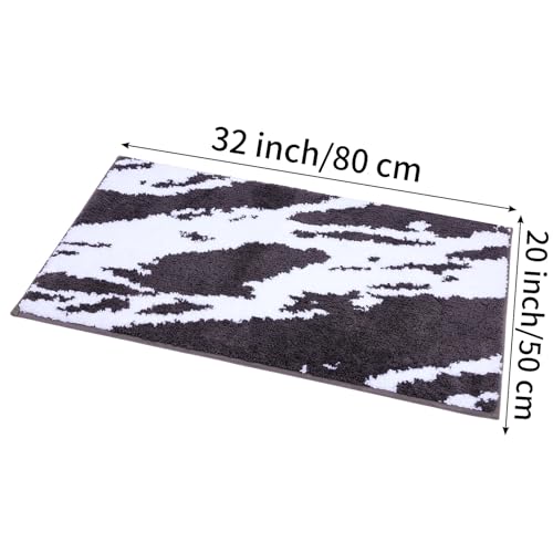 Bath Rug Mat Non Slip,Marble Indoor Doormat,20"x32" | Small Area Rug,Rubber Backed,Soft microfiber,Absorbent,Machine Washable,Bathroom,Entryway,Kitchen,Hallway - color: Black White1