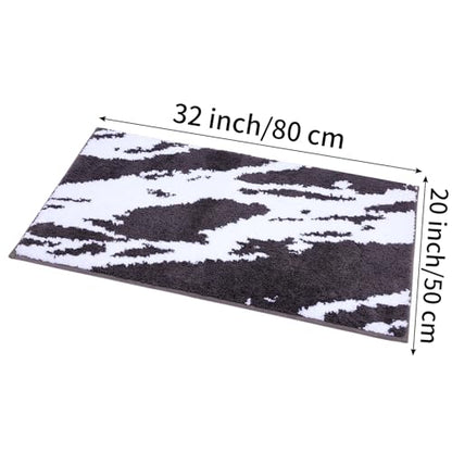 Bath Rug Mat Non Slip,Marble Indoor Doormat,20"x32" | Small Area Rug,Rubber Backed,Soft microfiber,Absorbent,Machine Washable,Bathroom,Entryway,Kitchen,Hallway - color: Black White1