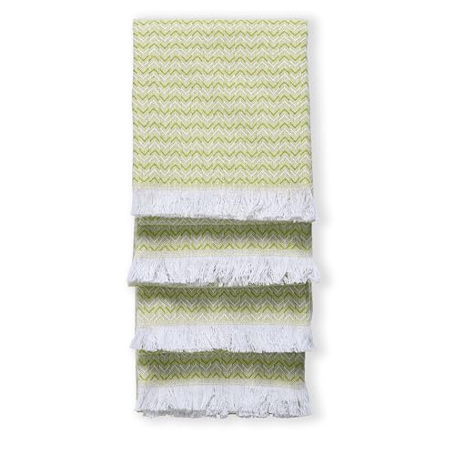 TWINY threads Set of 4 100% Cotton Kitchen Towels, 16"x26", Lemon Green | Chevron Weave Dish Cloths & Rags, Soft, Absorbent, Quick Dry, Washable, Reusable Tea Towel for Baking, Cleaning & Drying Use - color: Chevron, Lemon Green, size: 26" x 16" (Set of 4