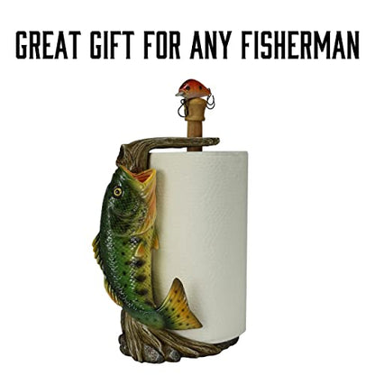 Rivers Edge Products Paper Towel Holder, Paper Towel Holder Countertop with Largemouth Bass, Kitchen Stand, Hand-Painted Poly-Resin, Wood, Weighted Base, Fits Standard 11-Inch Rolls, 16 Inch, 1 Count - color: Deer