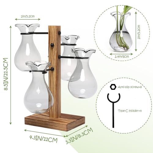 Plants Propagation Stations Bulb Glass Propagation Birthday Gift for Women | Garden Plant Lovers - 4 Bulb - color: Gray