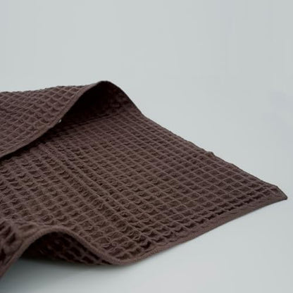 Luxury Organic Japanese Cotton Waffle Bath Towel | Thick, Absorbent, Quick Dry Bathroom Towels for Shower, Sauna, Onsen| Hotel & Spa Quality, Gift-Ready (Dark Cocoa, Hand Towel, 32" x 16") - color: Dark Cocoa, style: Hand Towel