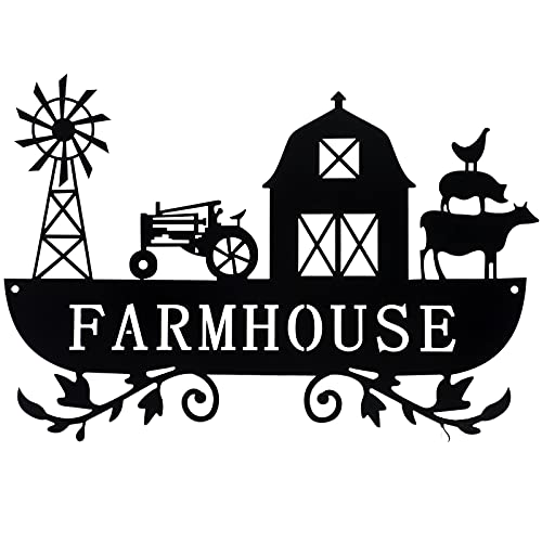 Ferraycle Metal Farmhouse Kitchen Decor Rustic Cow Windmill Sign Farmhouse Wall Plaque Farm Animal Decor for Nursery Country Home Decorations Art