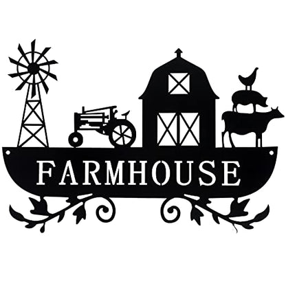 Ferraycle Metal Farmhouse Kitchen Decor Rustic Cow Windmill Sign Farmhouse Wall Plaque Farm Animal Decor for Nursery Country Home Decorations Art