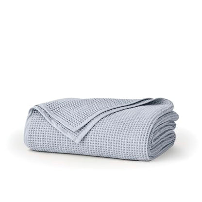 BOLL & BRANCH Waffle Bed Blanket, Twin/Twin XL, Hydrangea | Luxury 100% Organic Cotton - Soft, Lightweight and Breathable - Textured Waffle Weave Design - color: Hydrangea, size: Twin/Twin XL
