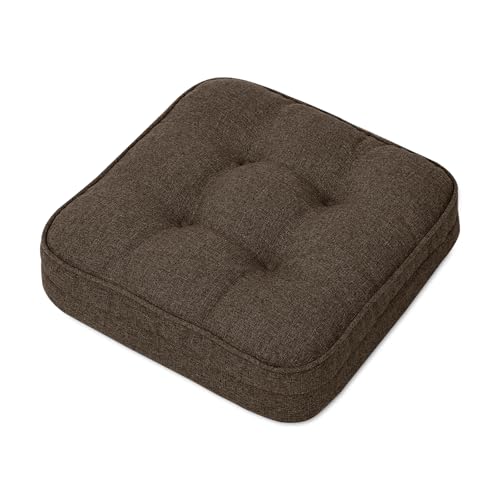 GOFORIT Chair Cushions,Tufted Shredded Memory Foam Chair Pads, Non-Slip Seat Cushions with Removable Cover,16'' x 16'', Brown - color: Brown