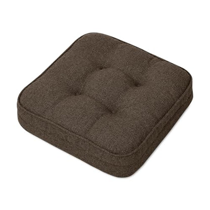 GOFORIT Chair Cushions,Tufted Shredded Memory Foam Chair Pads, Non-Slip Seat Cushions with Removable Cover,16'' x 16'', Brown - color: Brown