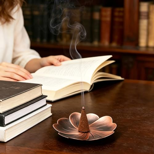 2-Pack Incense Holders for Cones Tea Light Candles Holder Scented Incense Cone Burner Holder Home Decor Trinkets Tray (Brass & Bronze) - size: 3.8'' Copper Trays (2-Pack)