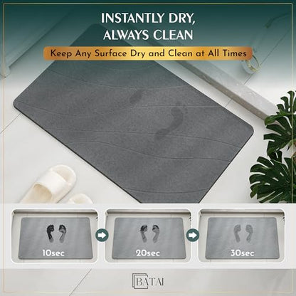 Extra Large Diatomaceous Earth Stone Bath Mat (31.5” x 19.7”) Dark Gray XL | Fast Absorbent Shower Stone Bath Mat For Bathroom - Quick Dry, Easy Clean and Non-Slip Mat - Instant Drying Diatomite Bathmat - color: Dark Gray