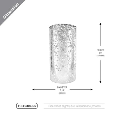 WGVI Hurricane Candle Holder Sleeve, W: 3", Ht: 6", Silver Speckled Glass Cylinder Open Both Ends, Chimney Tube Shade, 2 Pieces - color: Silver Speckle, size: 3x6"H