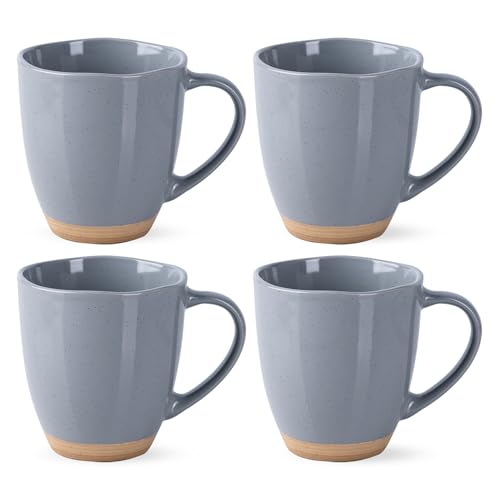 AmorArc 12oz Coffee Mugs set of 4, Stoneware Coffee Mugs with Rustic Terracotta Underside for Latte/Cappuccino/Milk/Cocoa, Dishwasher&Microwave Safe, Gray - color: Limestone, size: Set of 4