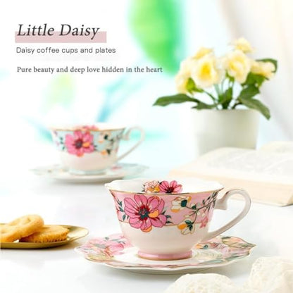 Coffee Cup Set Ceramic Coffee Cup and Saucer Flower Tea Cup Afternoon Tea Set Creative Gift Box Gift