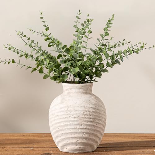 Vanselia Ceramic Flower Vase Home Decor - Small Farmhouse Table Vases Rustic Vintage Living Room Kitchen Bedroom Decorations for House Book Shelf Office Coffee Desk Dining Fireplace (6" Rustic) - color: Rustic-6" Xs