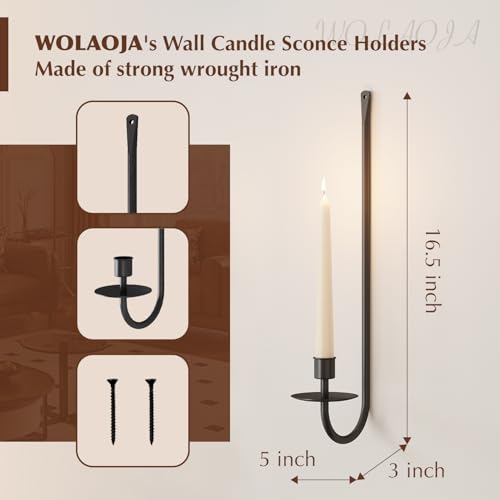 Metal Wall Candle Sconce Holder Set of 4 Wall Mount Candle Holder Pillar Holder Black Modern Wall Candle Sconces Hanging for Living Room Farmhouse Fireplace Wedding - color: Black, size: 4PC