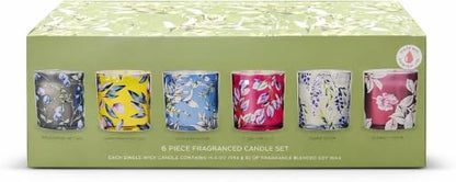 Indulgent Fragranced Candle Set, Fragrance Blended Soy Wax, Decorative Glass Jars, 6 Pack 7 oz Each