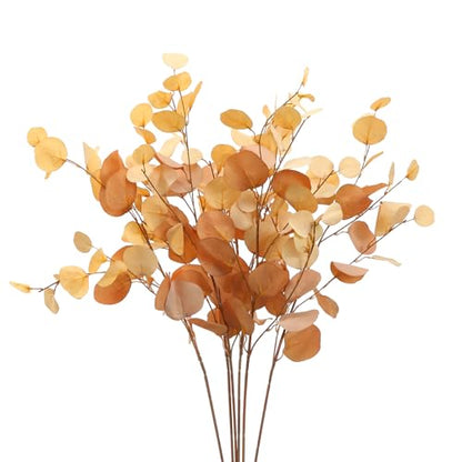 3 PCS 33" Artificial Eucalyptus Stems, Silk Branches, Champagne | Long Bendable Greenery, for Vase, Farmhouse, Home, Wedding, Party Arrangements - color: Champagne*3