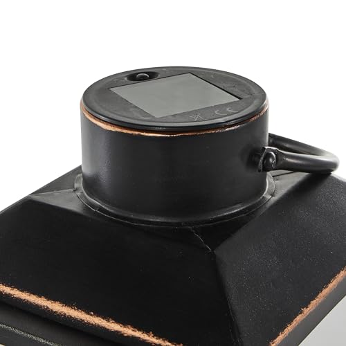 Deco 79 Metal Modern Candle Lantern with Gold Accents, 8" x 7" x 14", Black - size: 8" x 7" x 14